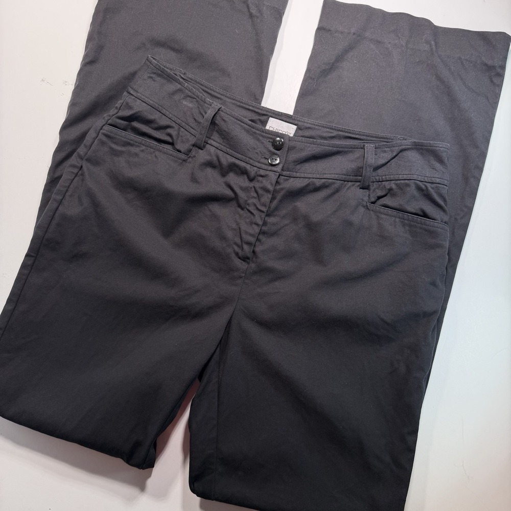 Chico's Black Chino Dress Pant 6 Tall Girl‎ Inseam 34" Straight Leg Classic